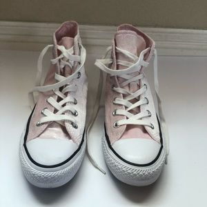 Converse Chuck Taylor All Star Velvet High-Top Sneaker in Pink, Size 8